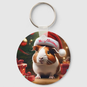 De kleine helper van de Kerstman: het kerstcavia Sleutelhanger