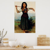 De kleine herderst van Bouguereau Poster (Keuken)