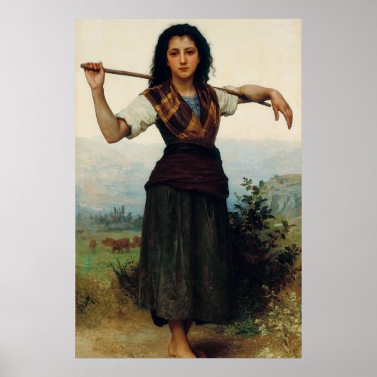 De kleine herderst van Bouguereau Poster (Voorkant)