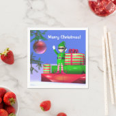 De kleine Kerstmis Elf die op cadeaus staat Servet (Insitu)