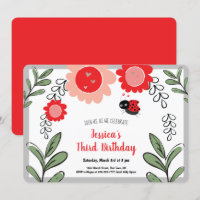 De kleine Ladybug Girls Birthday Party Invitations