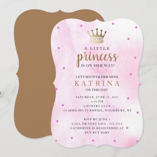 De kleine prinses is onderweg! Roze Baby shower Kaart (Voorkant / Achterkant)