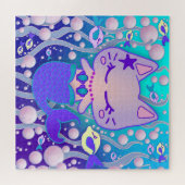 de kleine purpermaïde: kattenzeemeermin en visvrie legpuzzel (Horizontaal)