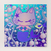 de kleine purpermaïde: kattenzeemeermin en visvrie legpuzzel (Verticaal)