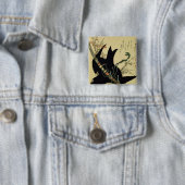 De kleine Raven met het minamoto-zwaard Vierkante Button 5,1 Cm (In situ)