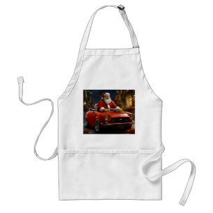 De kleine rode cabriolet van de kerstman standaard schort