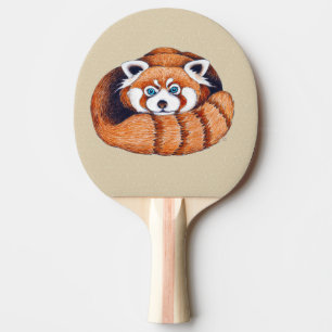 De kleine Rode panda draagt op tan Tafeltennisbatje