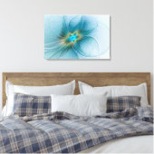 De kleine schoonheid Modern Blue Gold Fractal Flow Canvas Afdruk (Insitu (Slaapkamer))