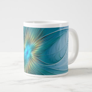 De kleine schoonheid moderne blauwe gouden fractal extra grote beker