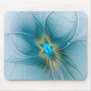 De kleine schoonheid moderne blauwe gouden fractal muismat