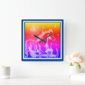 De kleine zoete pony, roze vierkante klok (Huis)