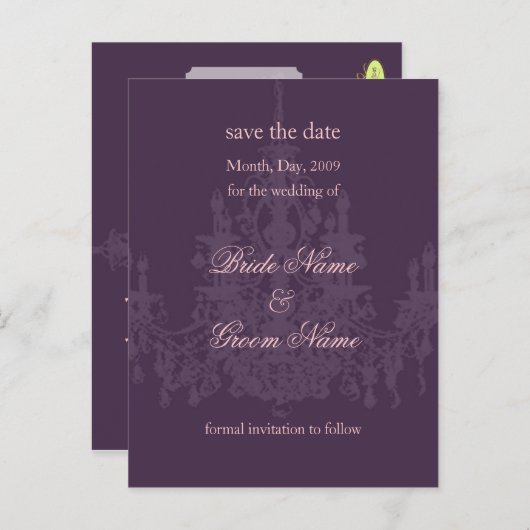 De kleur Datum/kroonluchter/doe-het-zelf opslaan Aankondigingskaart (Voorkant / Achterkant)