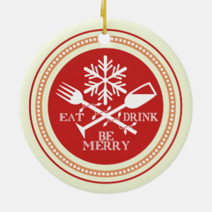 De kleur van de douane eet drink is het vrolijke keramisch ornament