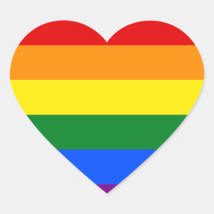 De kleuren van de regenboog hart sticker
