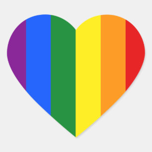 De kleuren van de regenboog hart sticker