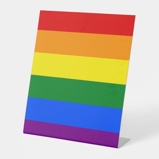 De kleuren van de regenboog reclamebord met voetstuk (Voorkant)