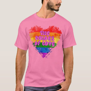 De kleuren van Love Gay Pride LGBTQ Rainbow Heart T-shirt