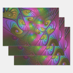 De Kleurrijke Lichtgevende Moderne Abstracte Fract Inpakpapier Vel