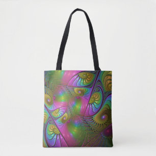 De kleurrijke lichtgevende Trippy Abstracte Fracta Draagtas