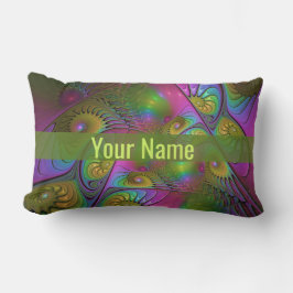 De kleurrijke lichtgevende Trippy Abstracte Fracta Kussen