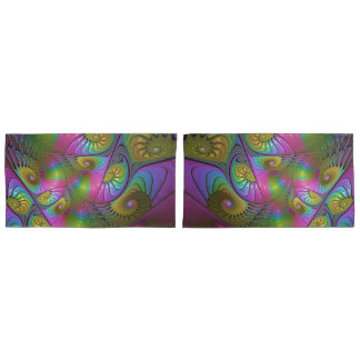 De kleurrijke lichtgevende Trippy Abstracte Fracta Kussensloop