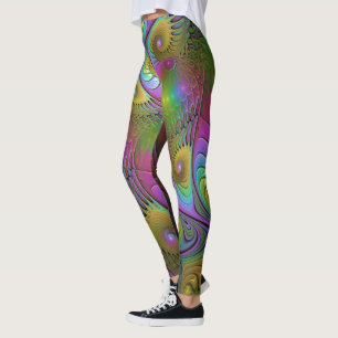 De kleurrijke lichtgevende Trippy Abstracte Fracta Leggings