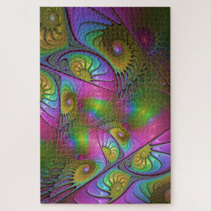 De Kleurrijke Lichtgevende Trippy Abstracte Fracta Legpuzzel