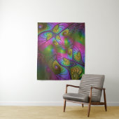 De kleurrijke lichtgevende Trippy Abstracte Fracta Wandkleed (In situ)