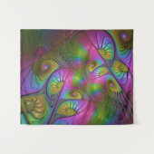 De kleurrijke lichtgevende Trippy Abstracte Fracta Wandkleed (Voorkant (horizontaal))