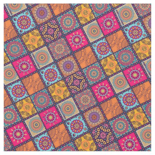 De kleurrijke Marokkaanse mandala etnische afdruk Stof (Close Up)