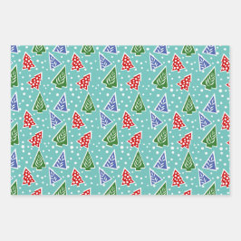 De kleurrijke moderne abstracte kerstboomvakantie inpakpapier vel