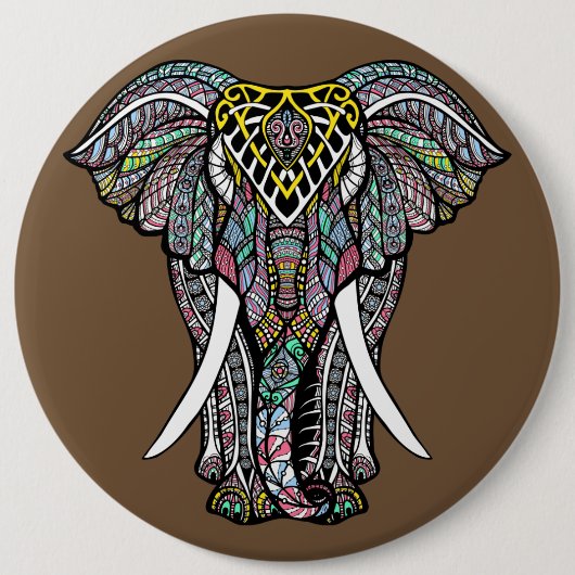 De kleurrijke olifant ronde button 6,0 cm (Voorkant)