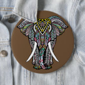 De kleurrijke olifant ronde button 6,0 cm (In situ)