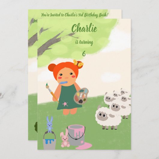 De kleurrijke verf van de pop verjaardag kaart (Voorkant / Achterkant)