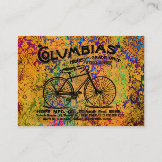 De kleurstof tussen de  fiets van de lijnen lezen visitekaartje (Voorkant)