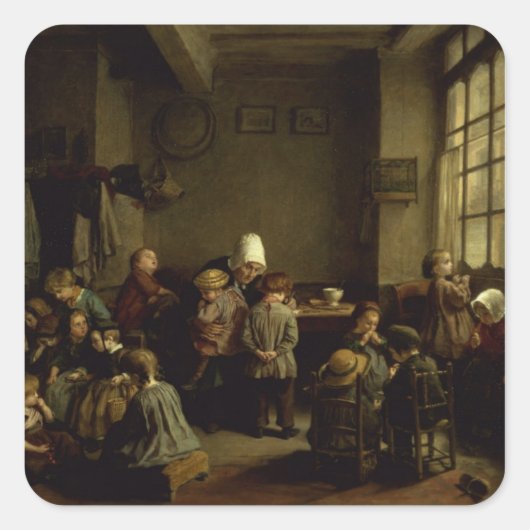 De kleuterschool vierkante sticker (Voorkant)