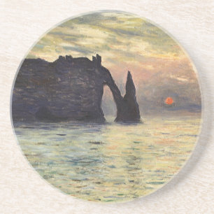 De Klif van Etretat, Zonsondergang door Claude Mon Zandsteen Onderzetter