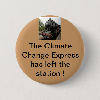 De klimaatveranderingsexpressie heeft het gebouw v ronde button 5,7 cm