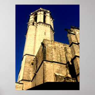 De klokkentoren van de kathedraal van Barcelona Poster