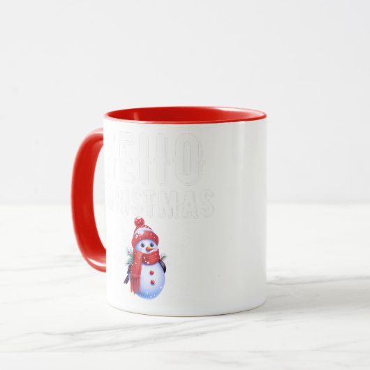 De knappe sneeuwman verwelkomt Kerstmis met u Mok (Voorkant links)