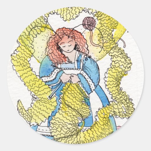 De Knitter Ronde Sticker (Voorkant)