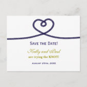 DE KNOOP AAN ELKAAR VASTMAKEN Hart Touw Trouwdatum Aankondigingskaart (Voorkant)