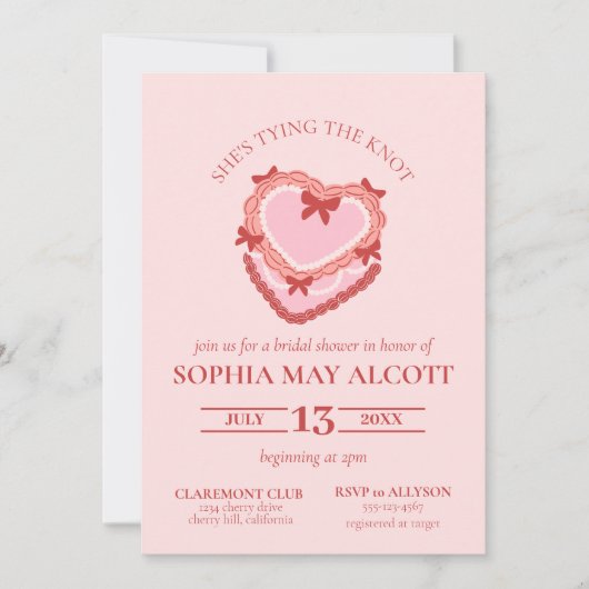 De Knoop Coquette Cake Vrijgezellenfeest binden Kaart (Voorkant)