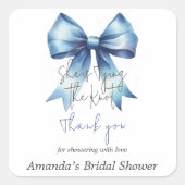 De Knoop Doorhakken Blauwe Boog Bruidsfeest Vierkante Sticker (Voorkant)