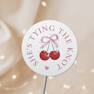 De Knoop Doorhakken Chic Moderne Kersen Bruidsdouc Ronde Sticker
