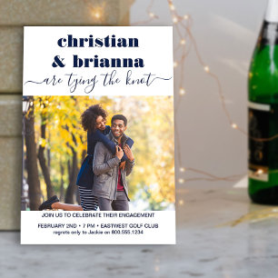 De knoop leggen Elegant Script Photo Verloving Kaart