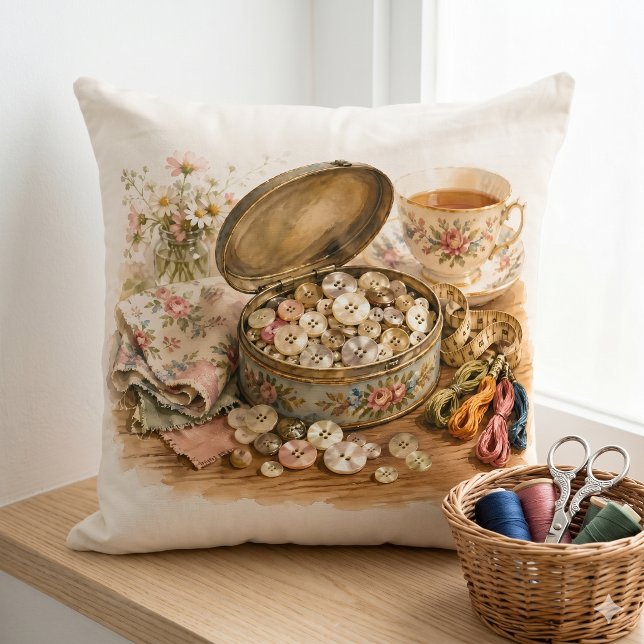 De knoopblikje kussen (The Button Tin Throw Pillow)
