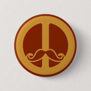 De knop Peace Stache Ronde Button 5,7 Cm