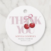 De Knot Chic Modern Cherry Vrijgezellenfeest binde Bedankjes Labels (Voorkant)