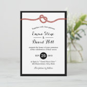 De Knot Red Rope Heart Simple Wedding vastbinden Kaart (Staand voorkant)